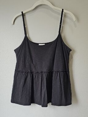 UpWest Black Spaghetti Strap Peplum Tank